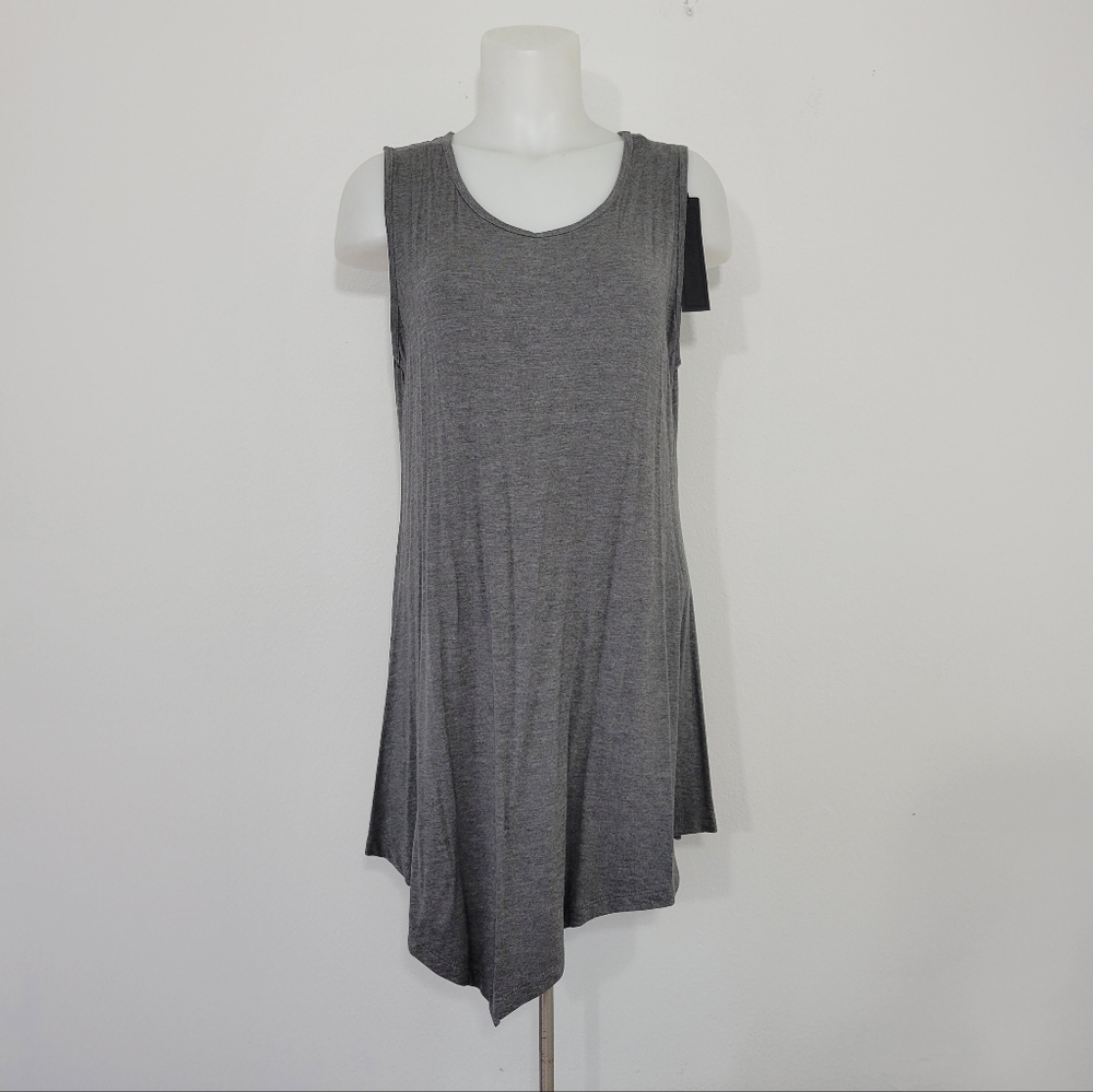 Made By Johnny Sleeveless Asymmetrical Tunic Top Gray